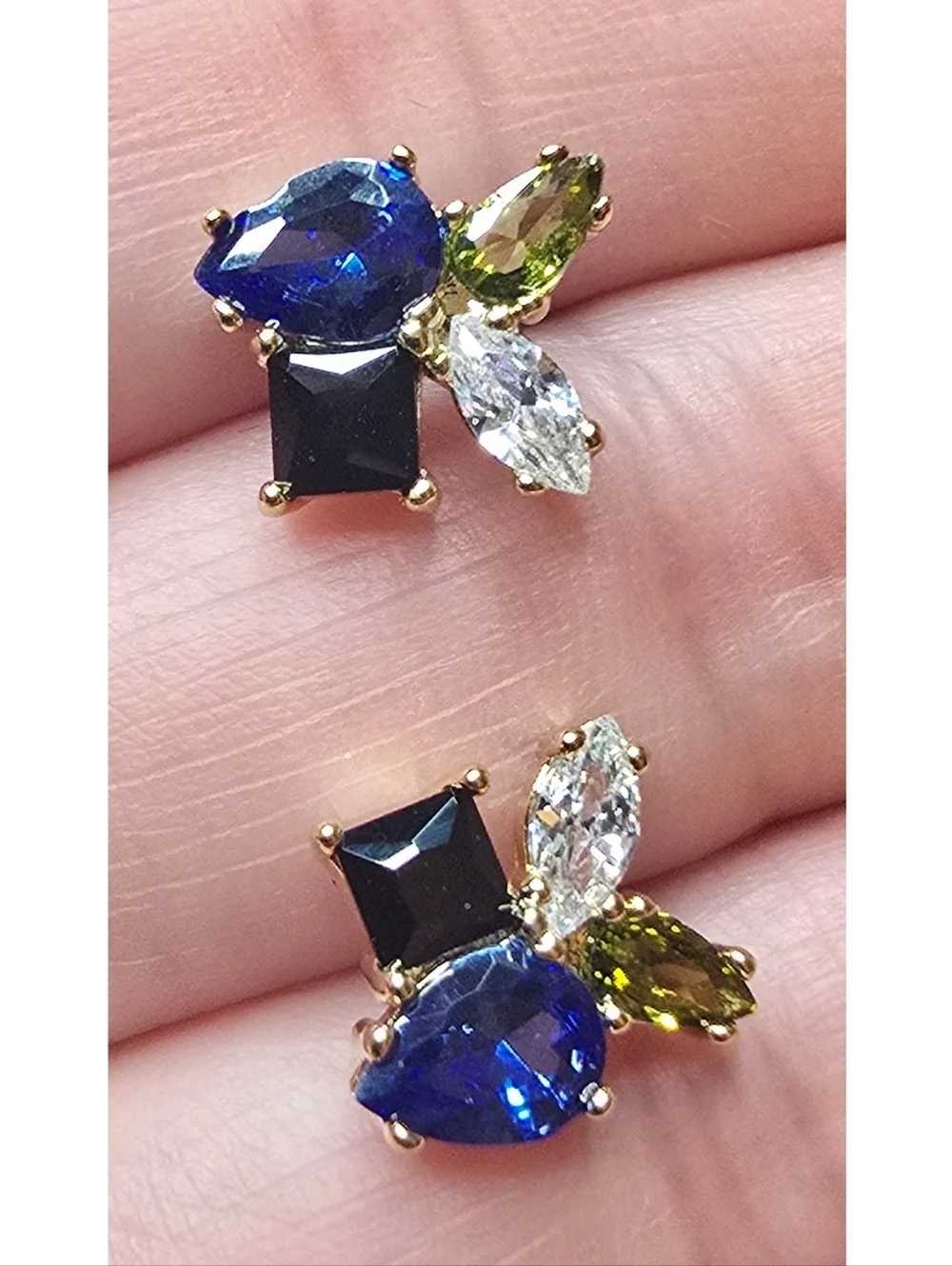 NWT Kate Spade Flying Colors Cluster Stud Earrings Blue Multicolor Gold Plated